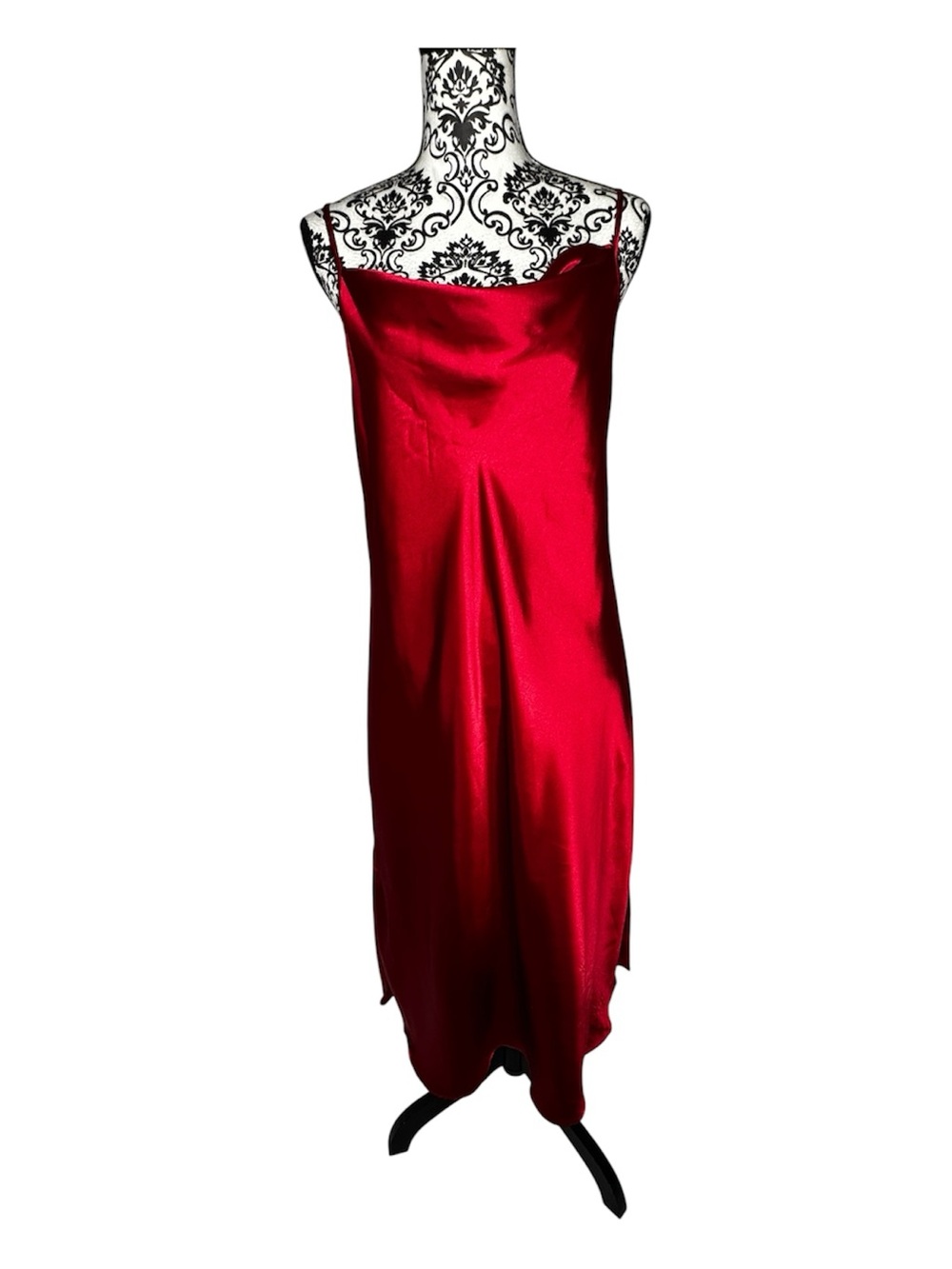 Vintage Gilligan & O'Malley Cowl Red Long Slip Size Large w/side slits